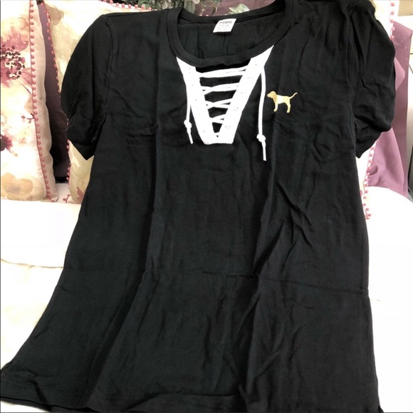 Victoria Secret pink lace up bling top - Picture 2 of 3